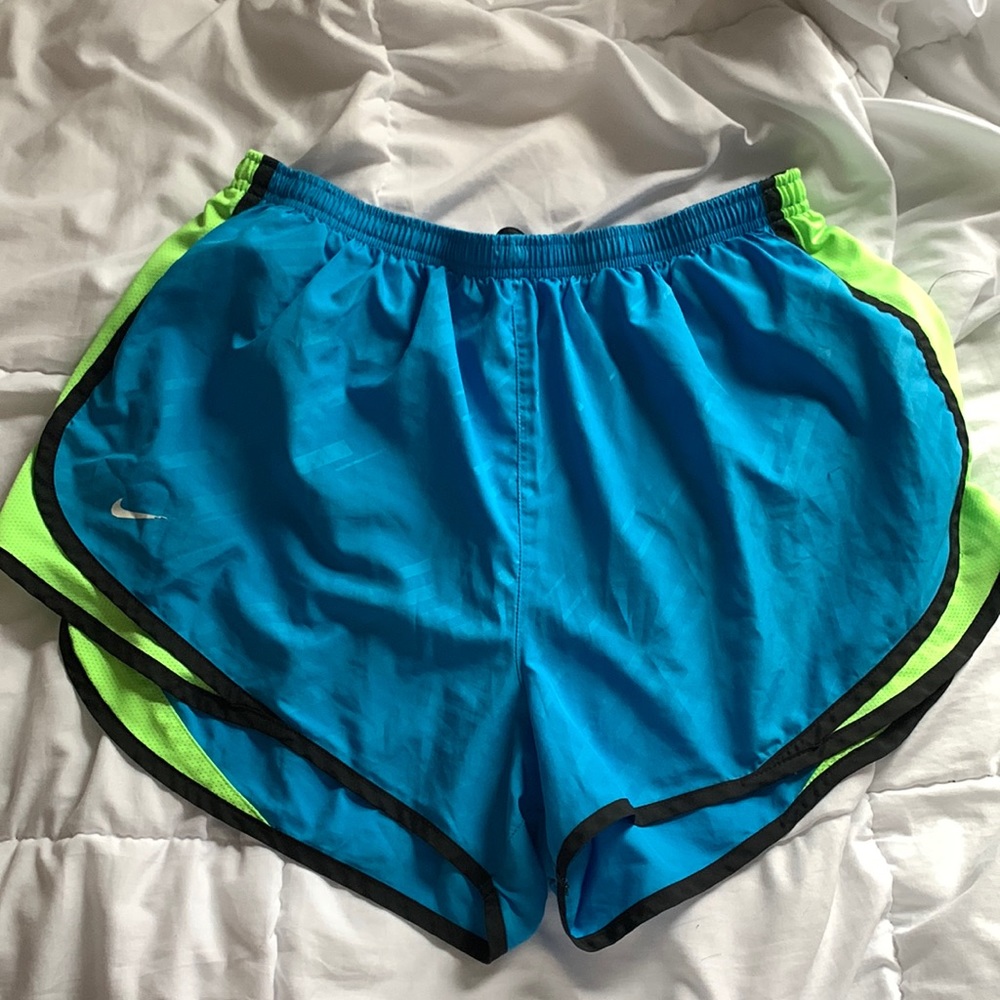 Nike teal and green running shorts